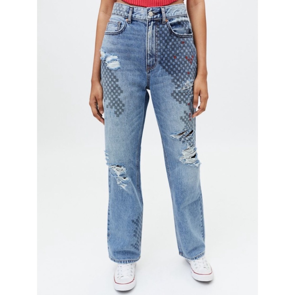 BDG Loose Straight Jean - Embroidered Crossword NWT